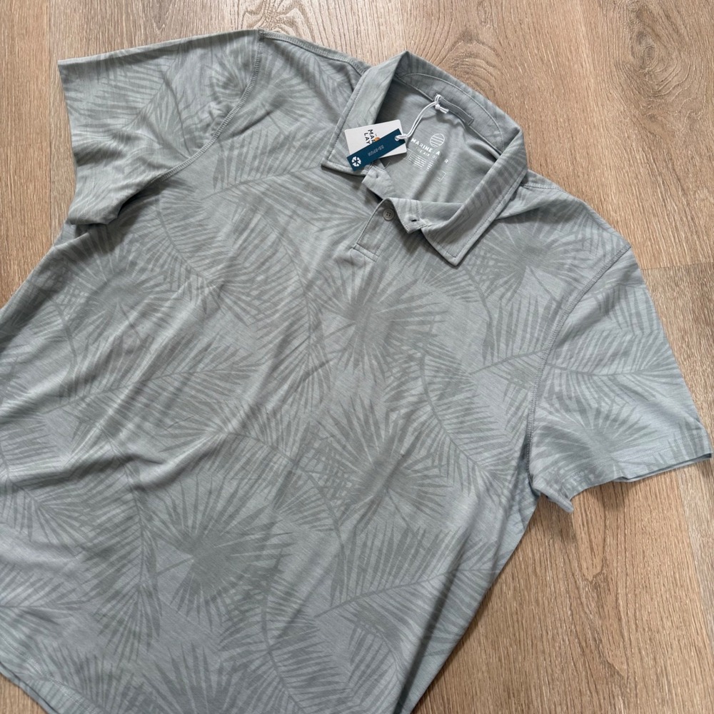 Marine Layer Air Printed Polo Mens 2XL High Rise Frond Grey Palm Leaf NWT